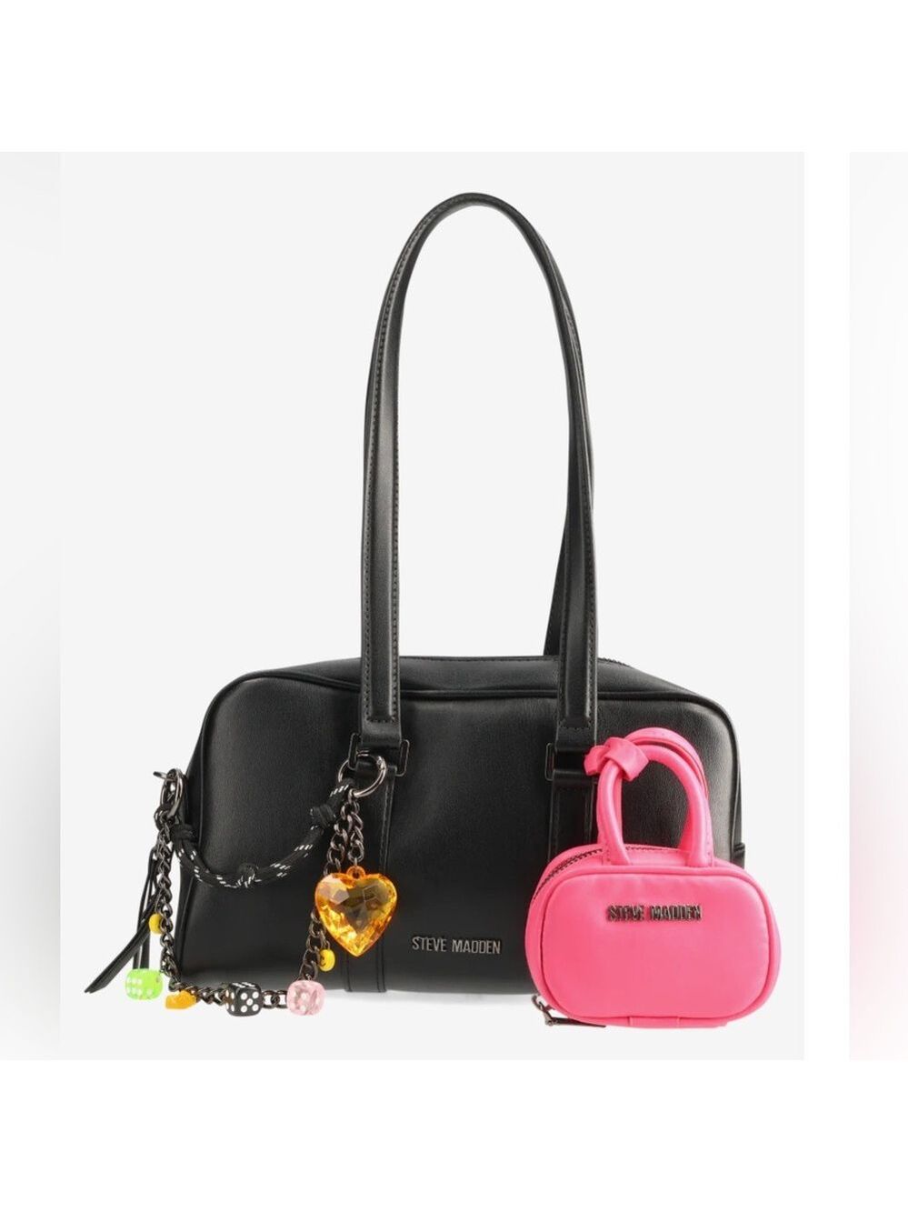 Steve Madden Bharlan Black Pink Shoulder Bag New - Picture 1 of 7